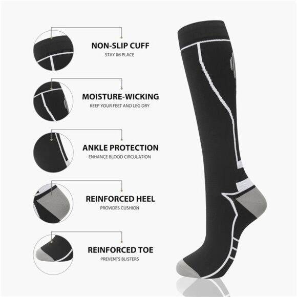 Compression Socks for Women Men Circulation Knee High 8 Pairs for Nurses - Picture 5 of 7